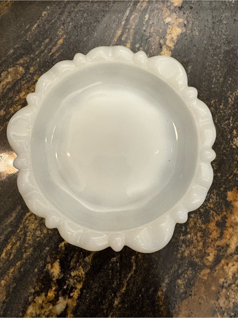 Vintage Anchor Hocking Milk Glass Thumbprint Ashtray